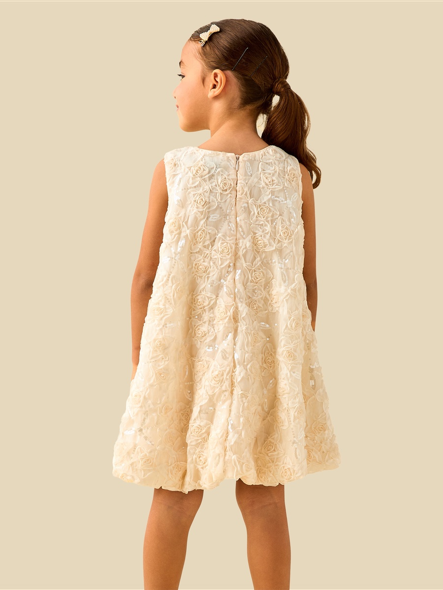 Round Neck Dress and Bolero Set with Floral Lace Texture