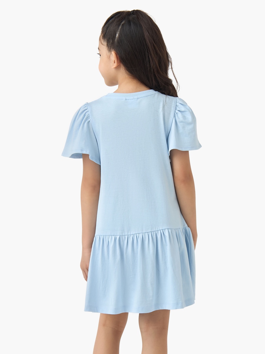 Round Neck Short Sleeves A-Line Dress with Minnie and Daisy Print
