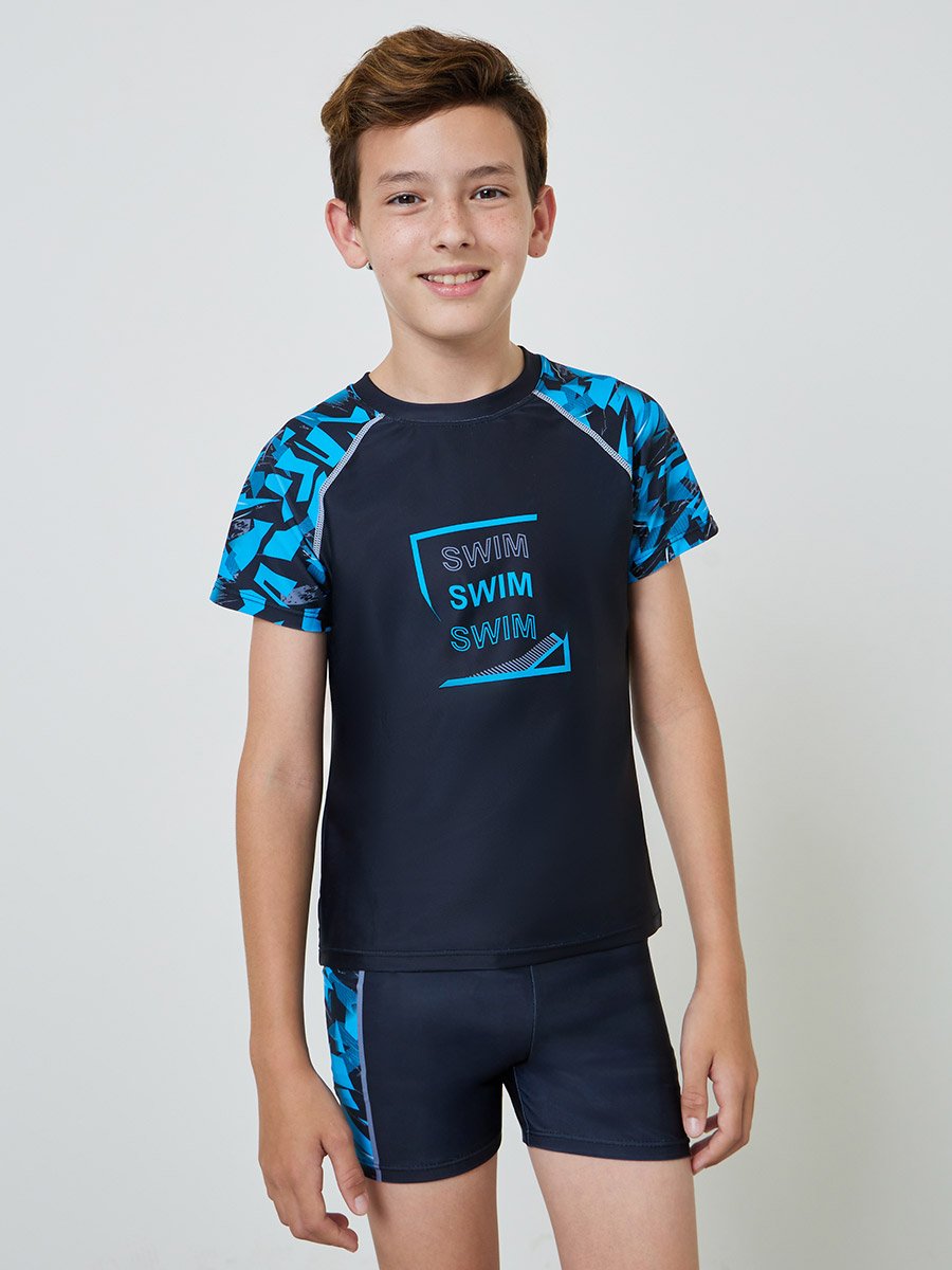 Teen Boys 3-Piece Swim T-Shirt, Shorts and Cap Set