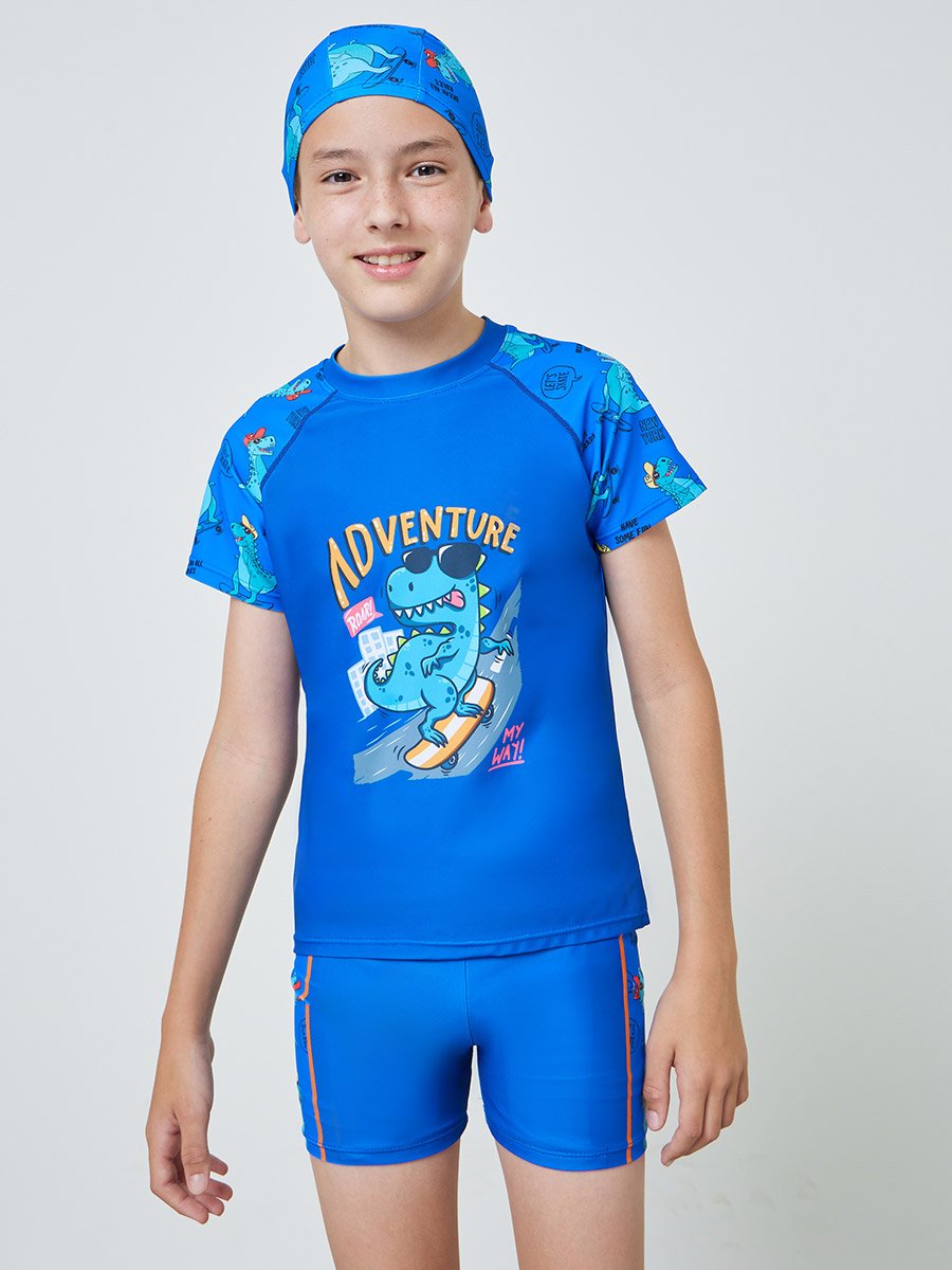 Teen Boys 3-Piece Swim T-Shirt, Shorts and Cap Set