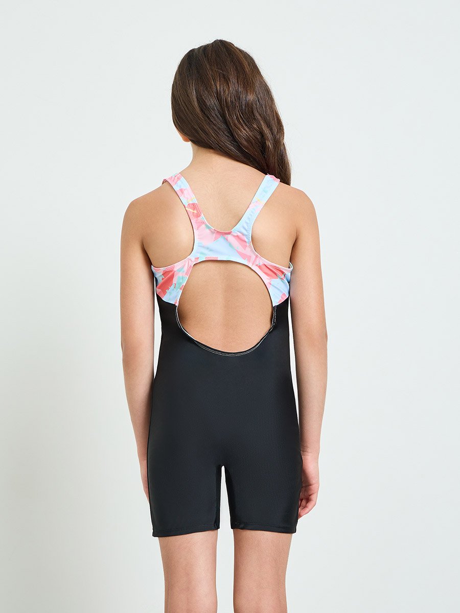 Teen Girls Printed Panel Sleeveless Swimsuit