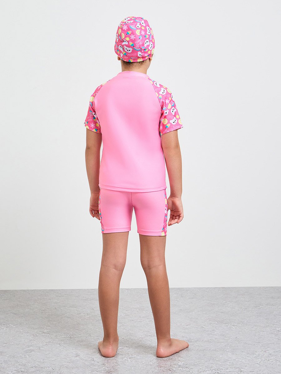 Pack of 3 - Printed T-Shirt, Shorts and Cap Swim Set