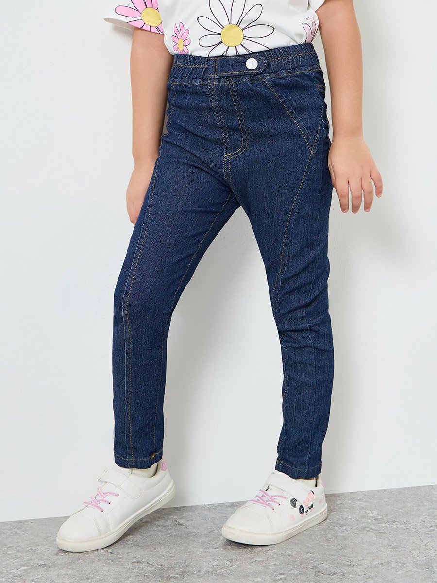 Girls Dark Blue Skinny Fit Denim Jeggings