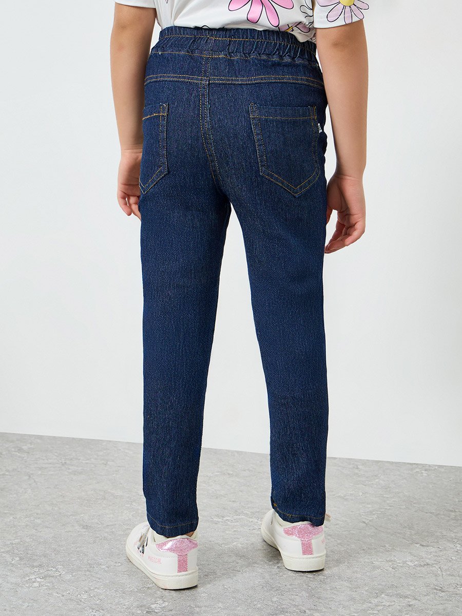Girls Dark Blue Skinny Fit Denim Jeggings