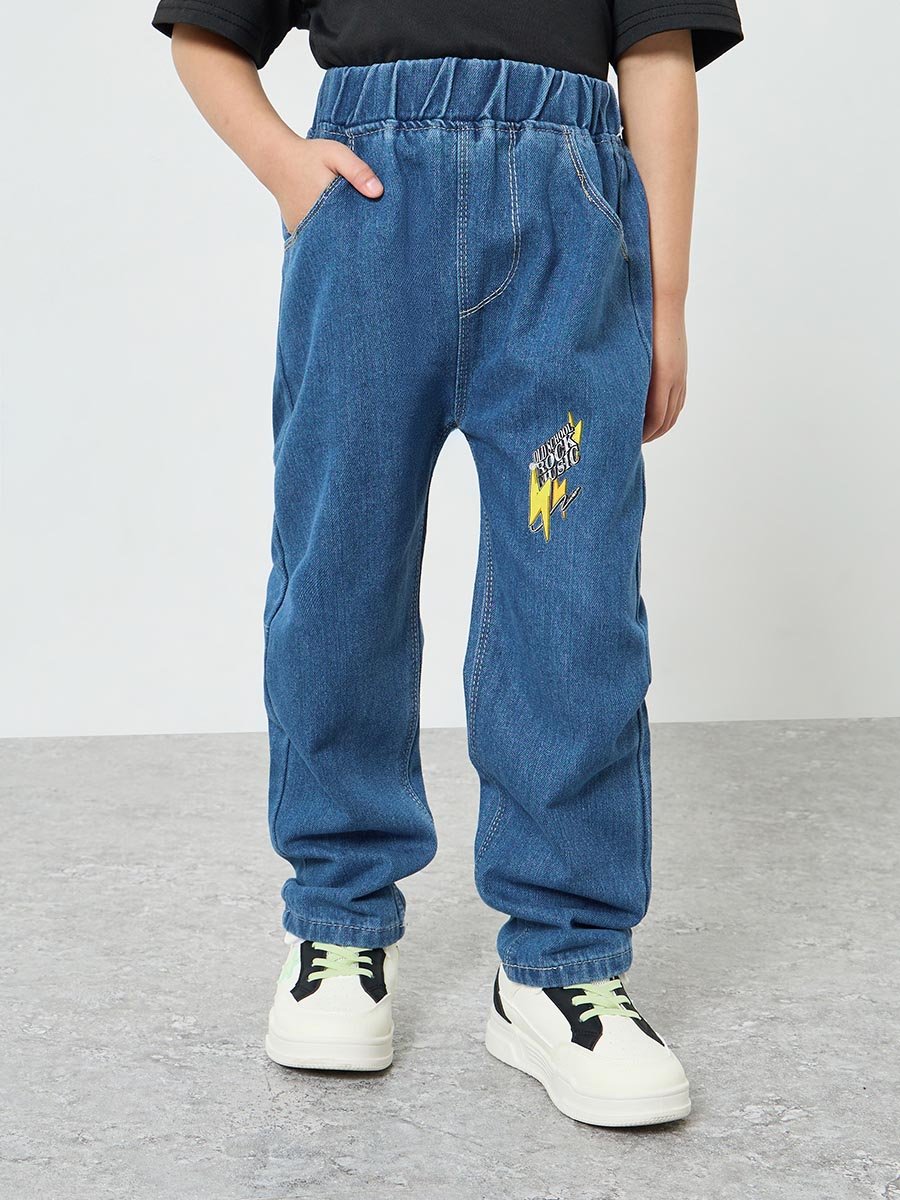 Boys Printed Straight Fit Jeans