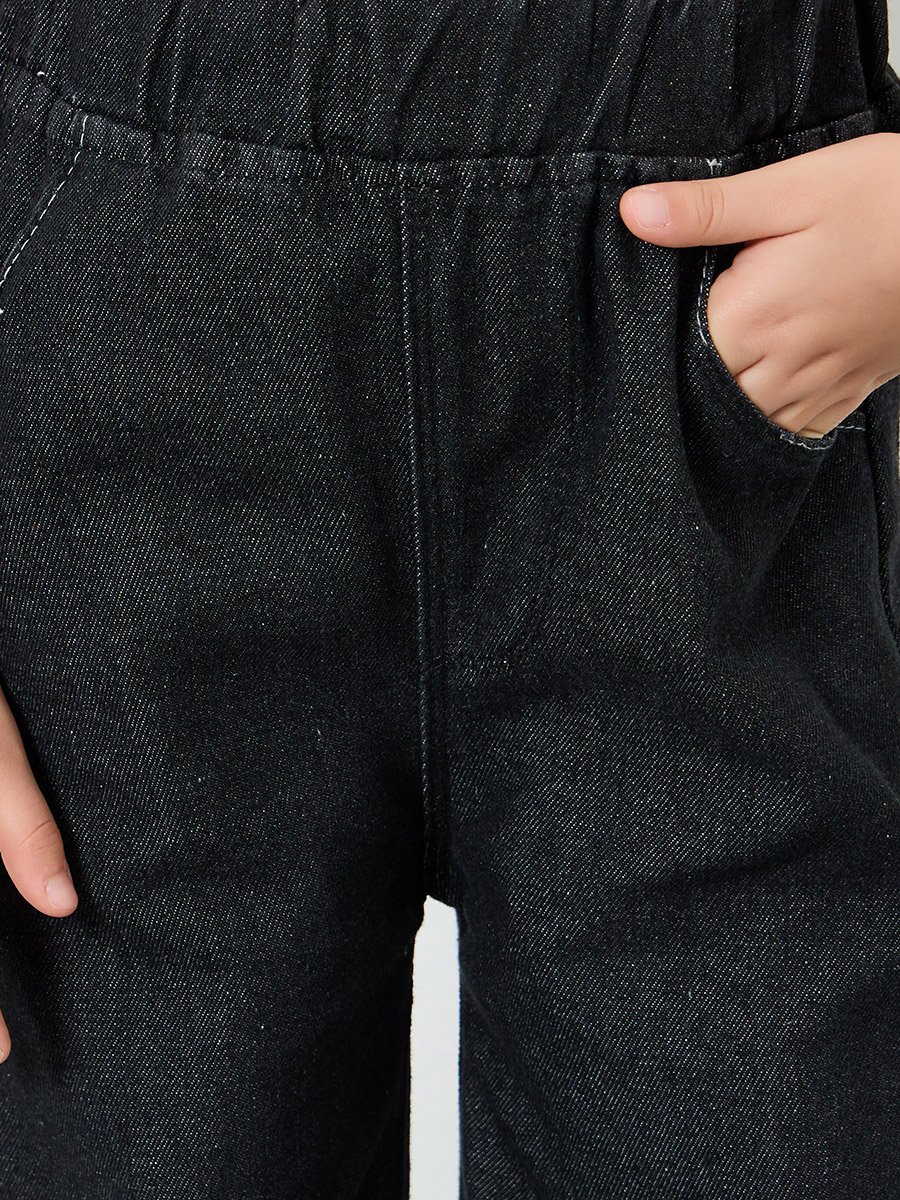 Girls Black Wide Leg Jeans