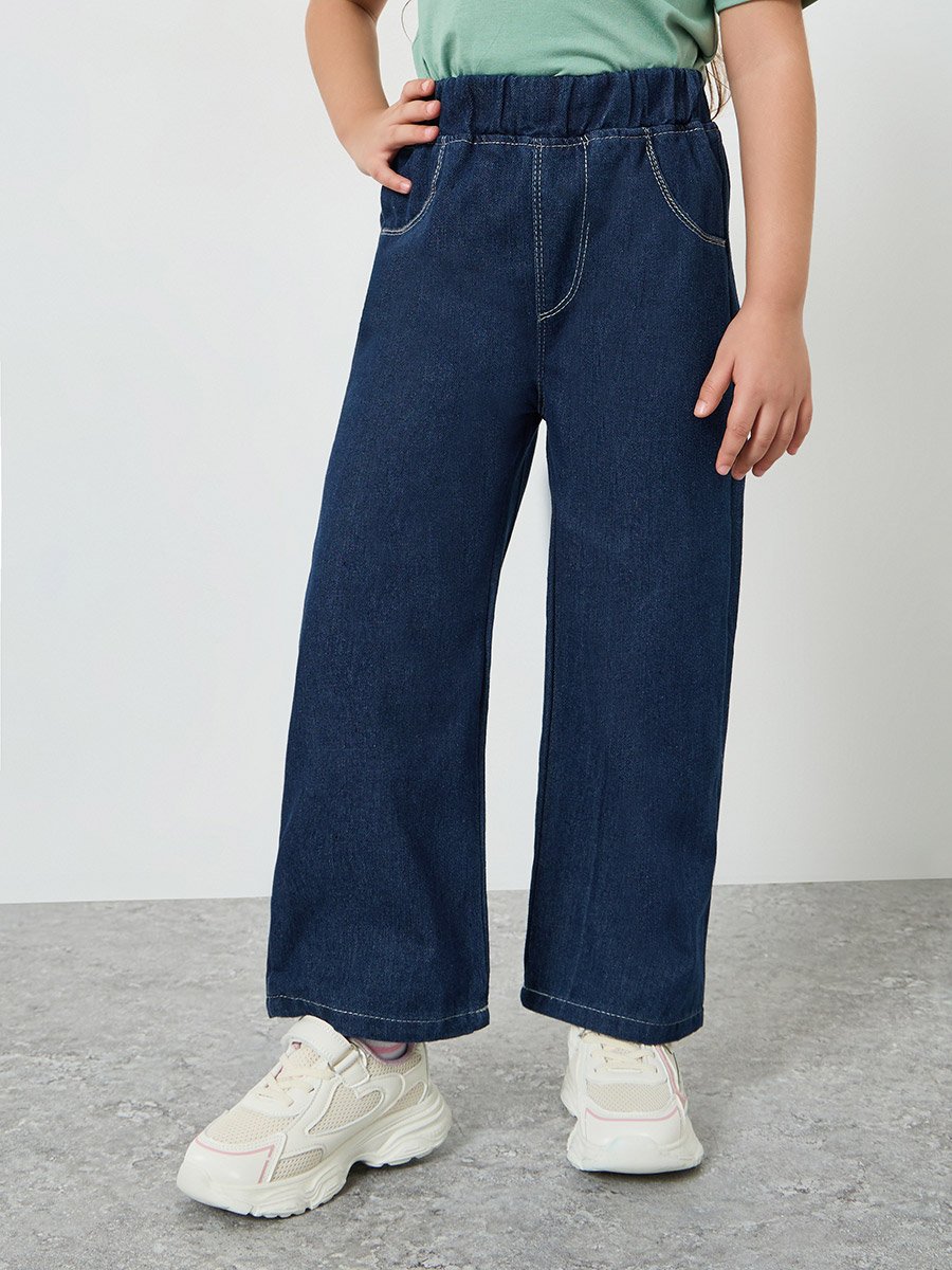 Girls Dark Blue Straight Fit Jeans