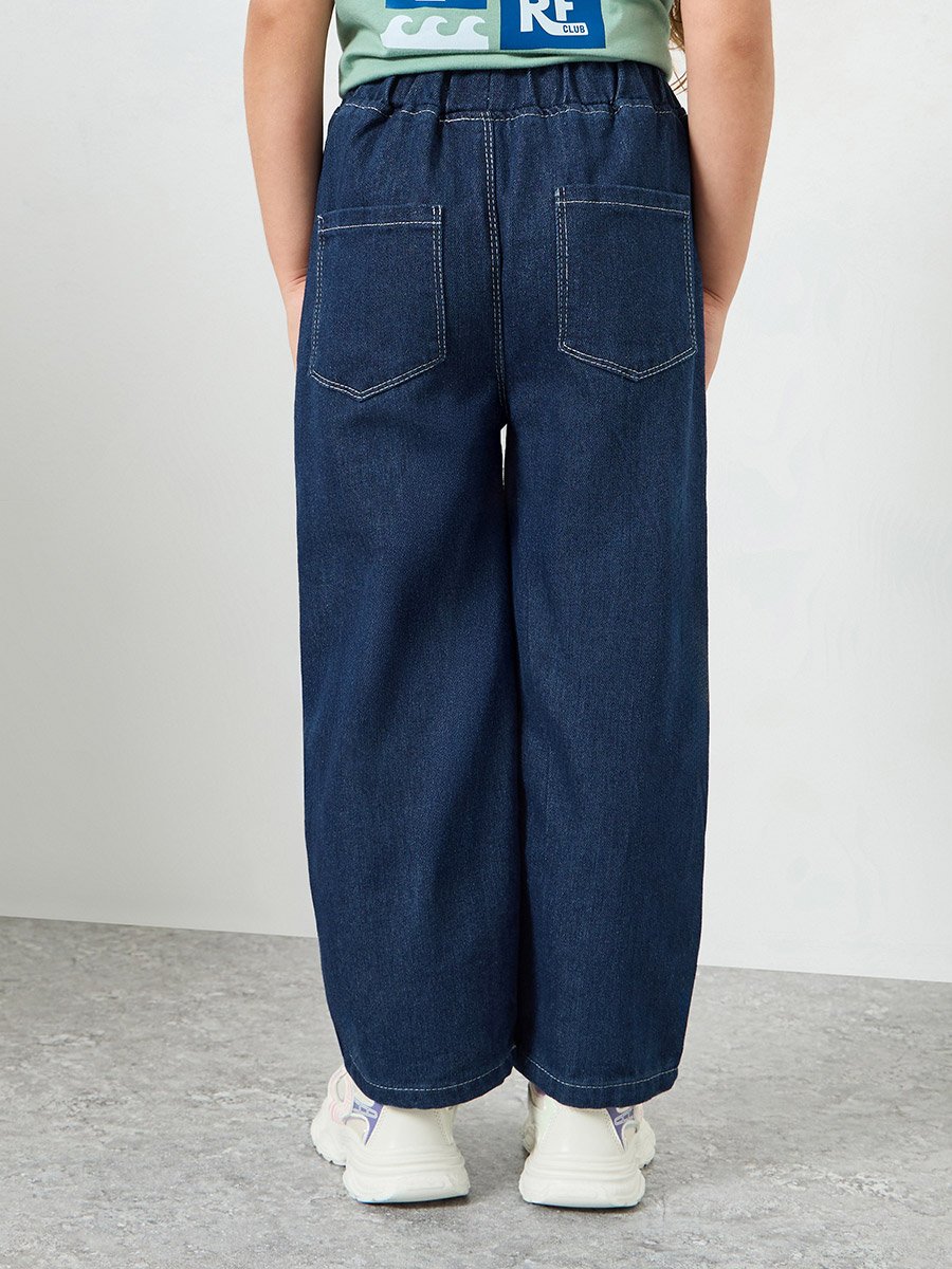 Girls Dark Blue Straight Fit Jeans