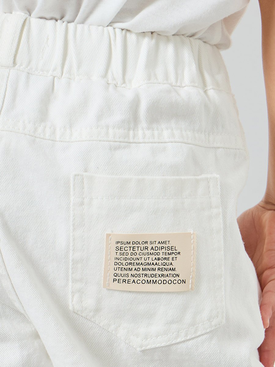Girls White Cotton Jeans