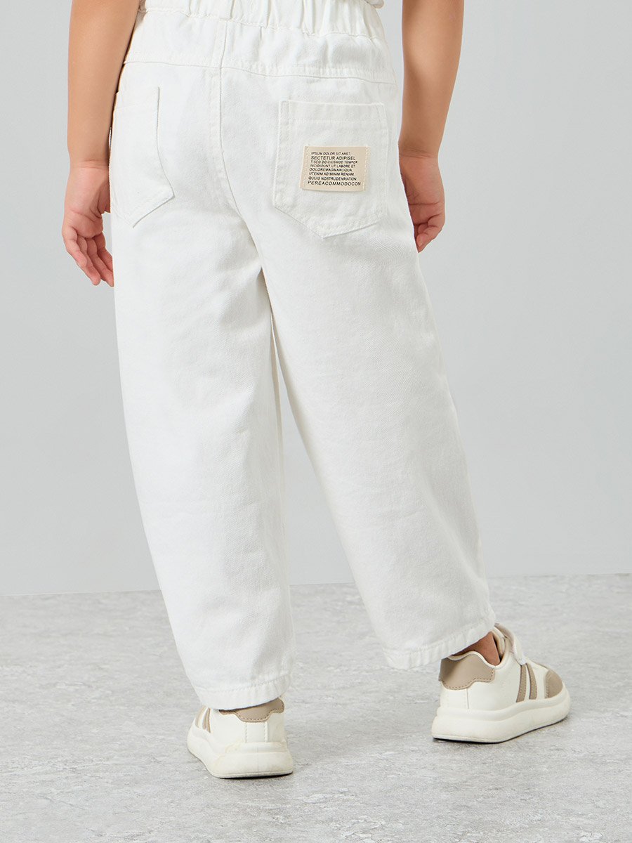 Girls White Cotton Jeans