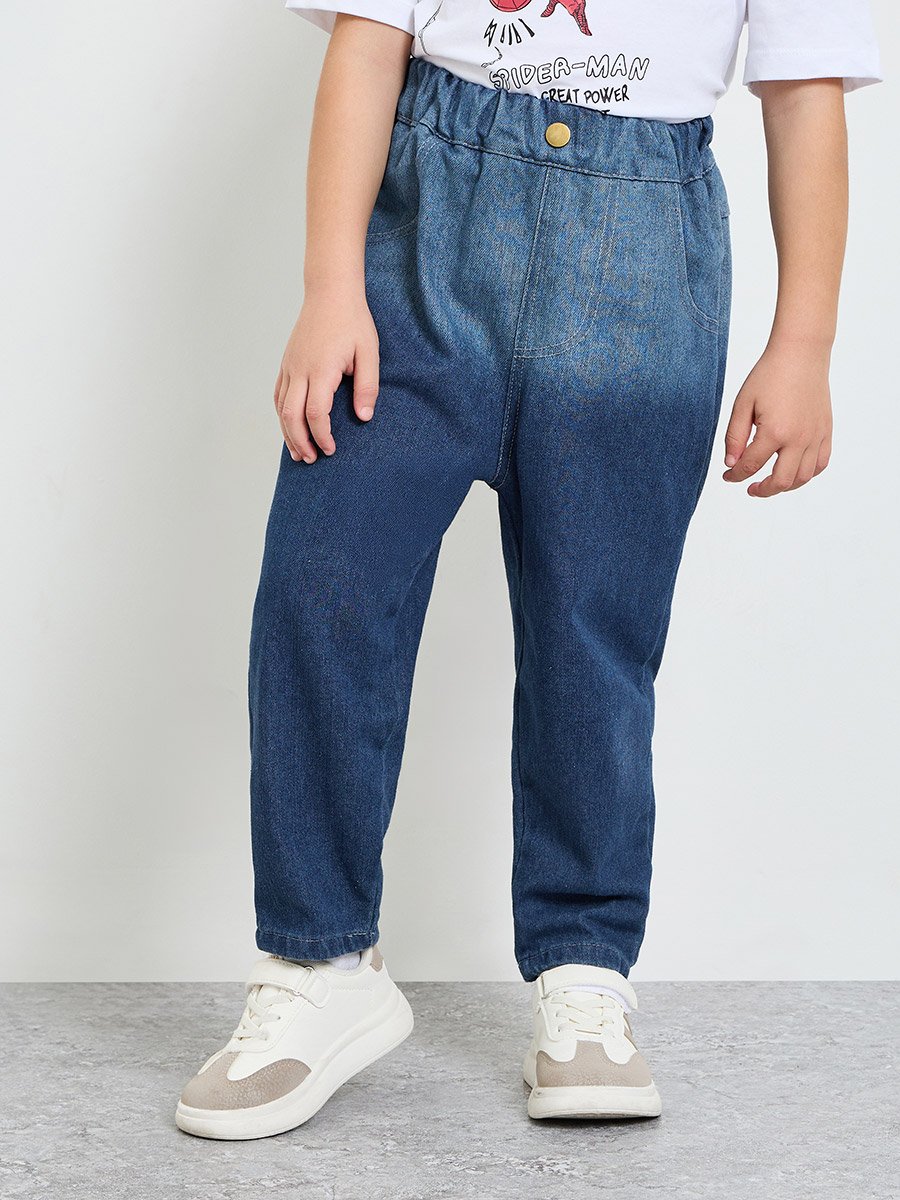 Girls Pull-On Faded Jeans