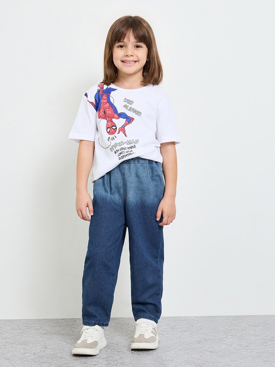 Girls Pull-On Faded Jeans