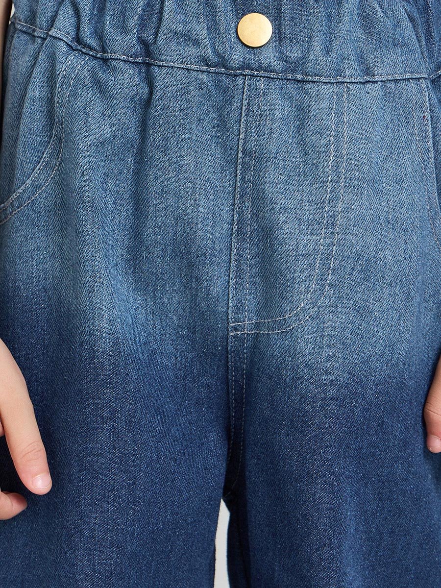 Girls Pull-On Faded Jeans