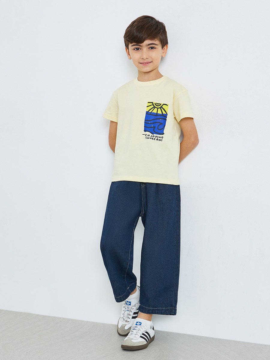Kids Dark Blue Cotton Jeans