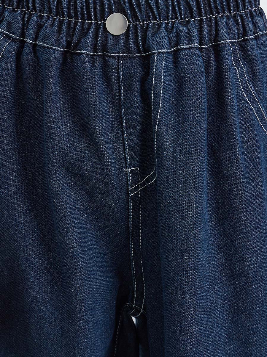 Kids Dark Blue Cotton Jeans