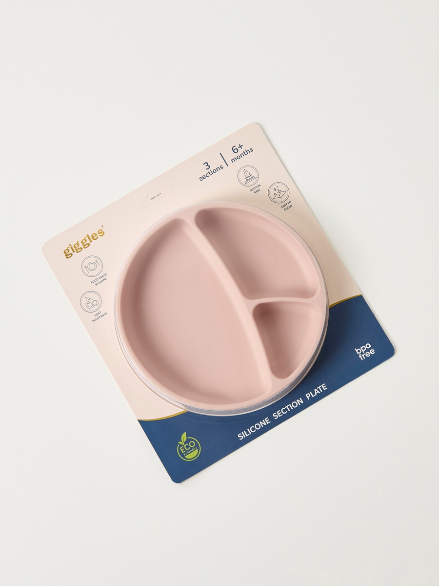 طبق سادة بـ 3 أقسام وقاعدة شفط