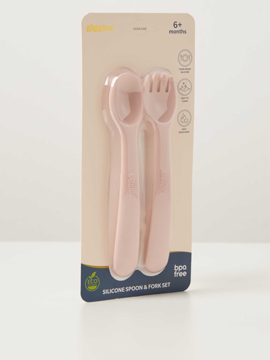 Solid Silicone Spoon and Fork Set