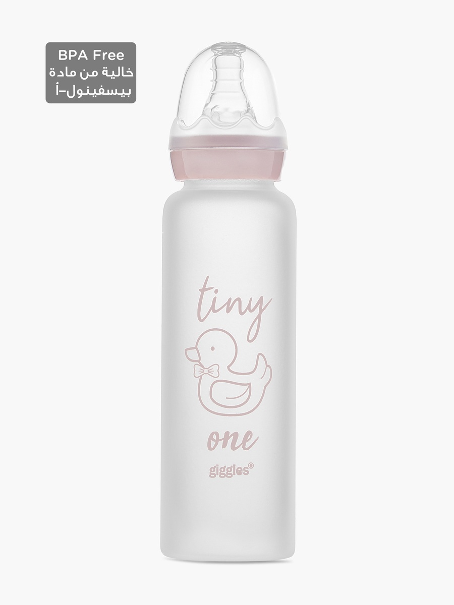 Ducky Love Print Glass Feeding Bottle - 240 ml