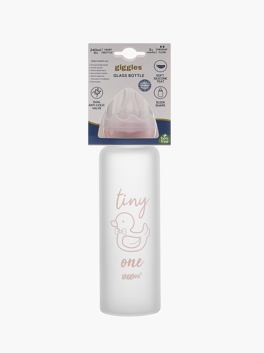Ducky Love Print Glass Feeding Bottle - 240 ml