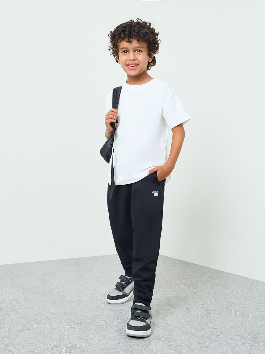 Boys Ribbed Cuff Hem Joggers with Side Pocket