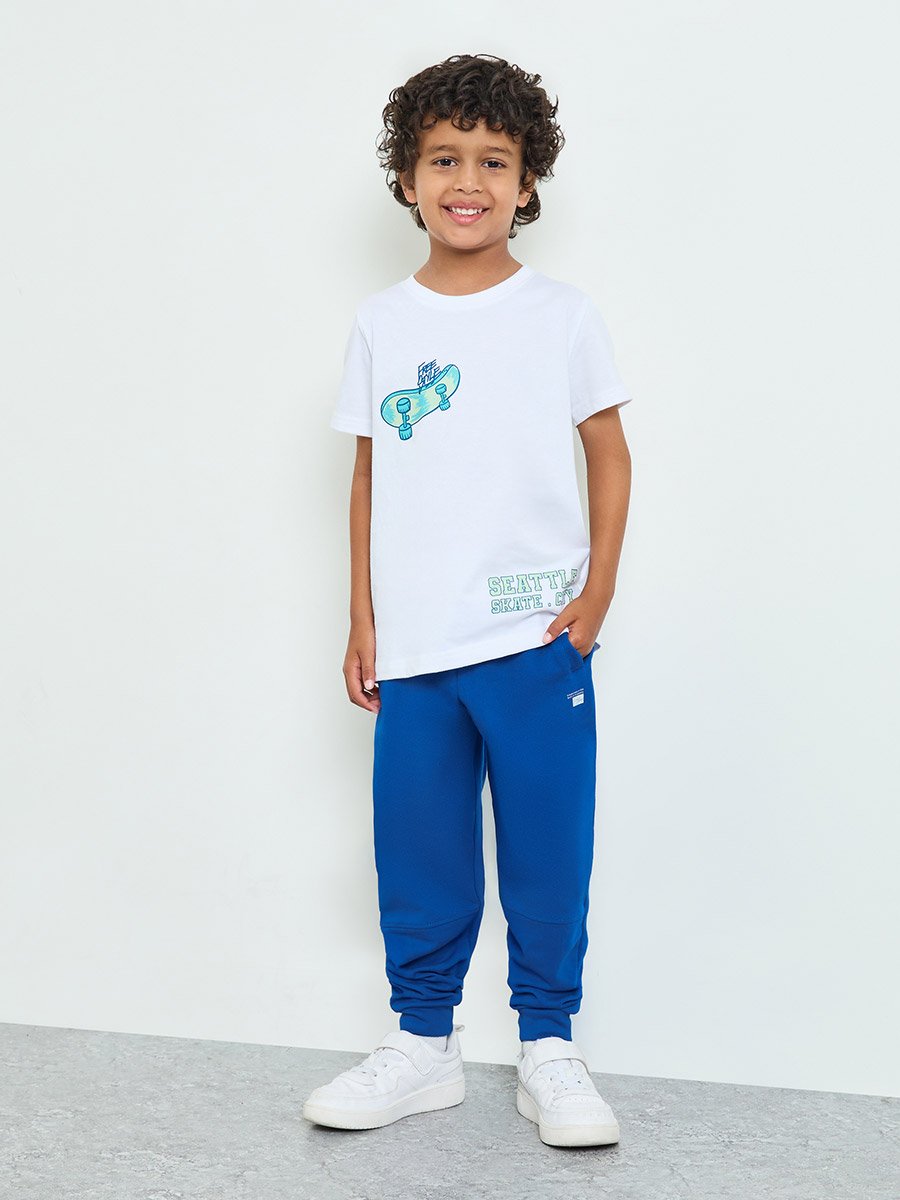 Boys Ribbed Cuff Hem Joggers with Side Pocket