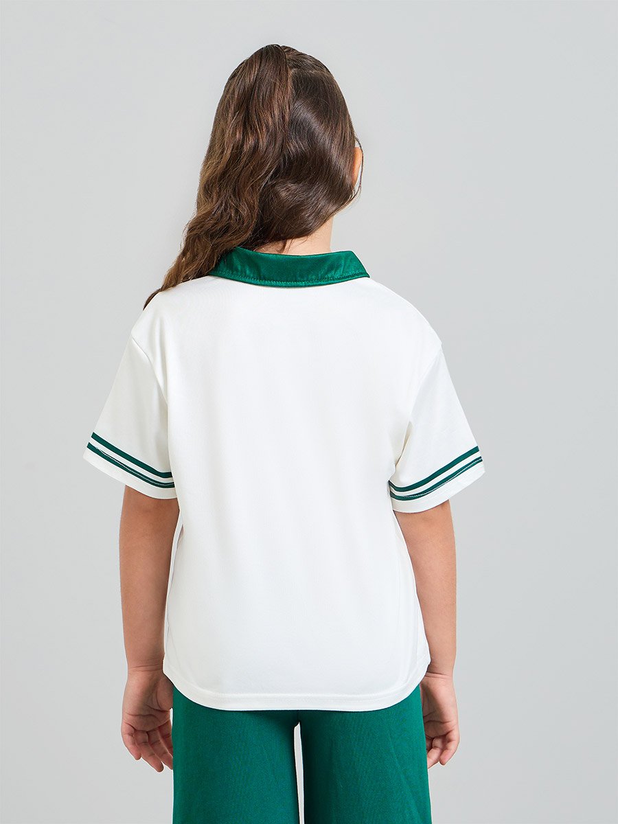 Girls Text Print Short Sleeve Polo T-Shirt