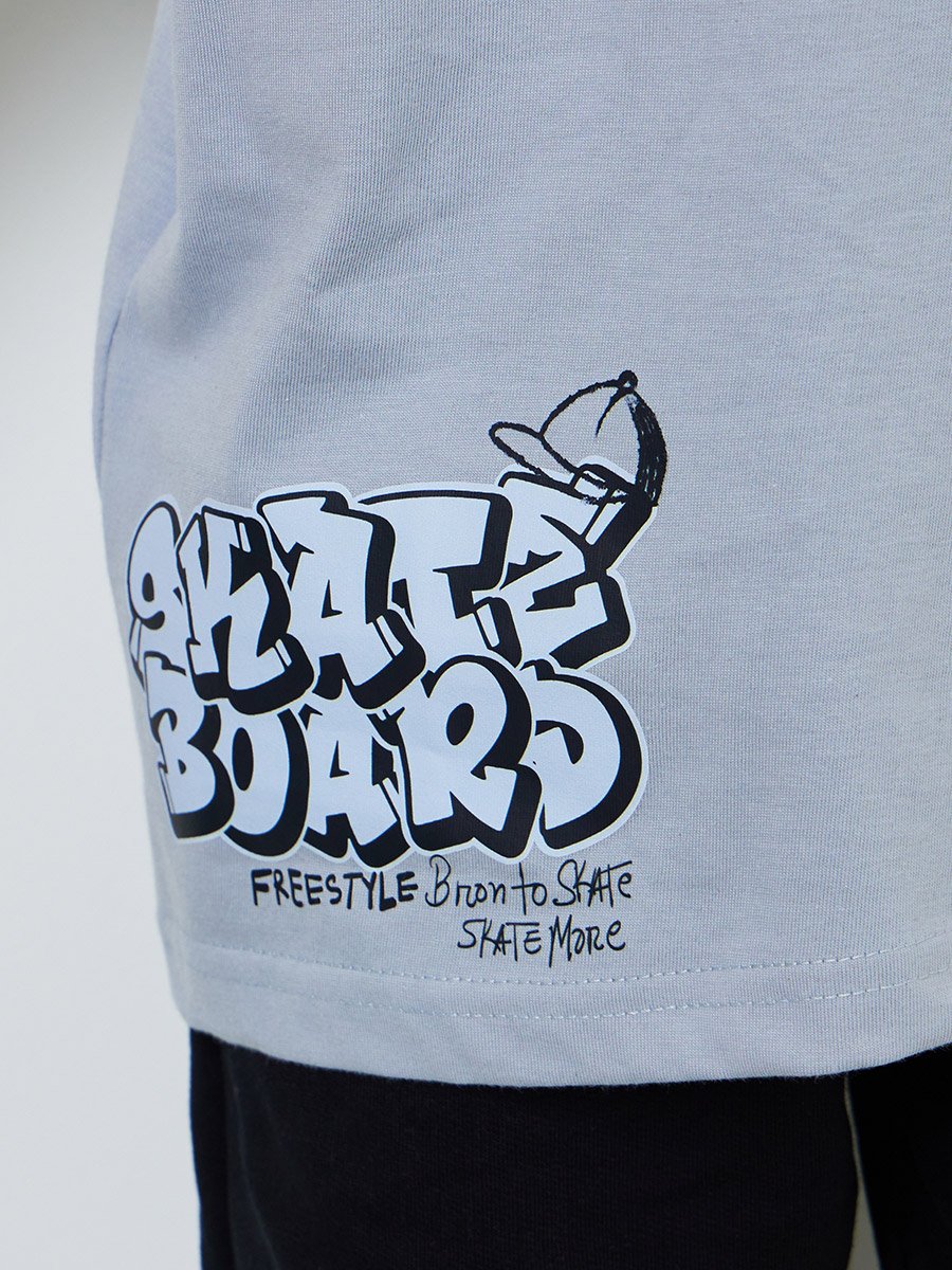 Kids Grey Graphic Print Oversized T-Shirt