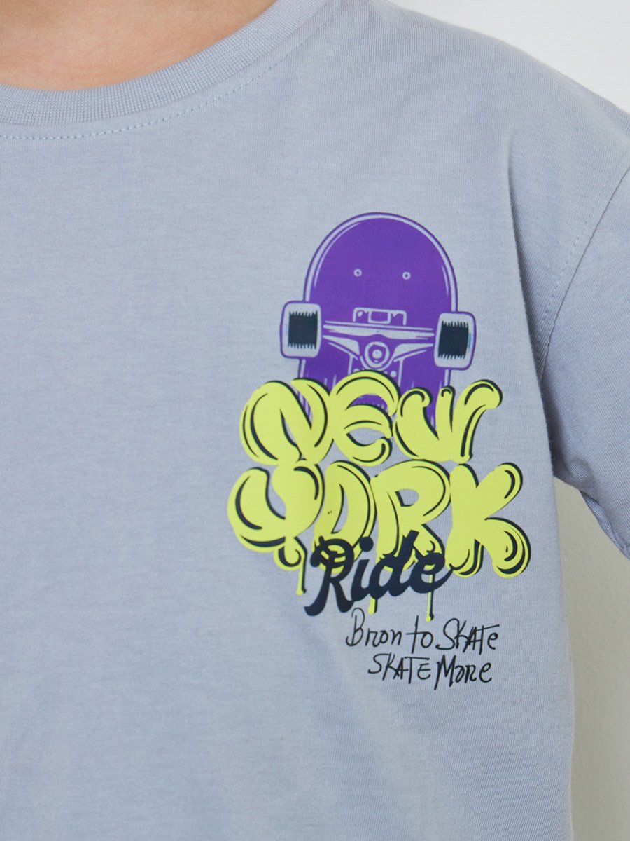 Kids Grey Graphic Print Oversized T-Shirt
