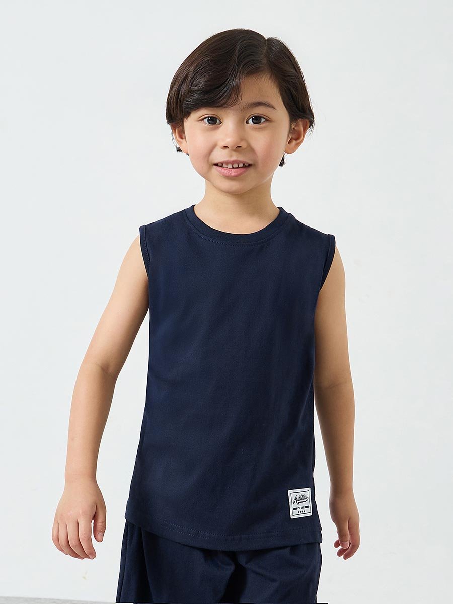Boys Navy Sleeveless T-Shirt and Shorts Set