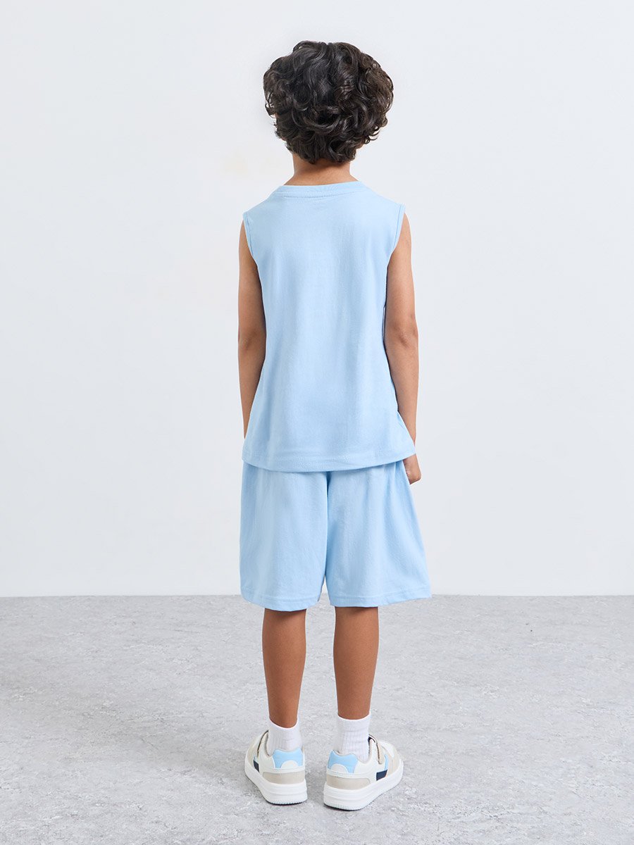 Boys Printed Sleeveless T-Shirt and Shorts Set