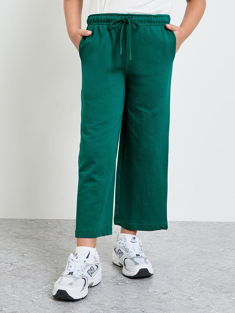 Girls Wide Leg Joggers with Adjustable Drawcord
