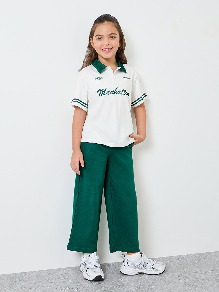 Girls Wide Leg Joggers with Adjustable Drawcord