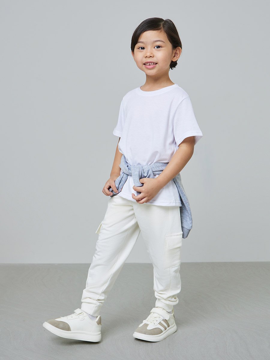 Boys Solid Cargo Joggers with Drawstring