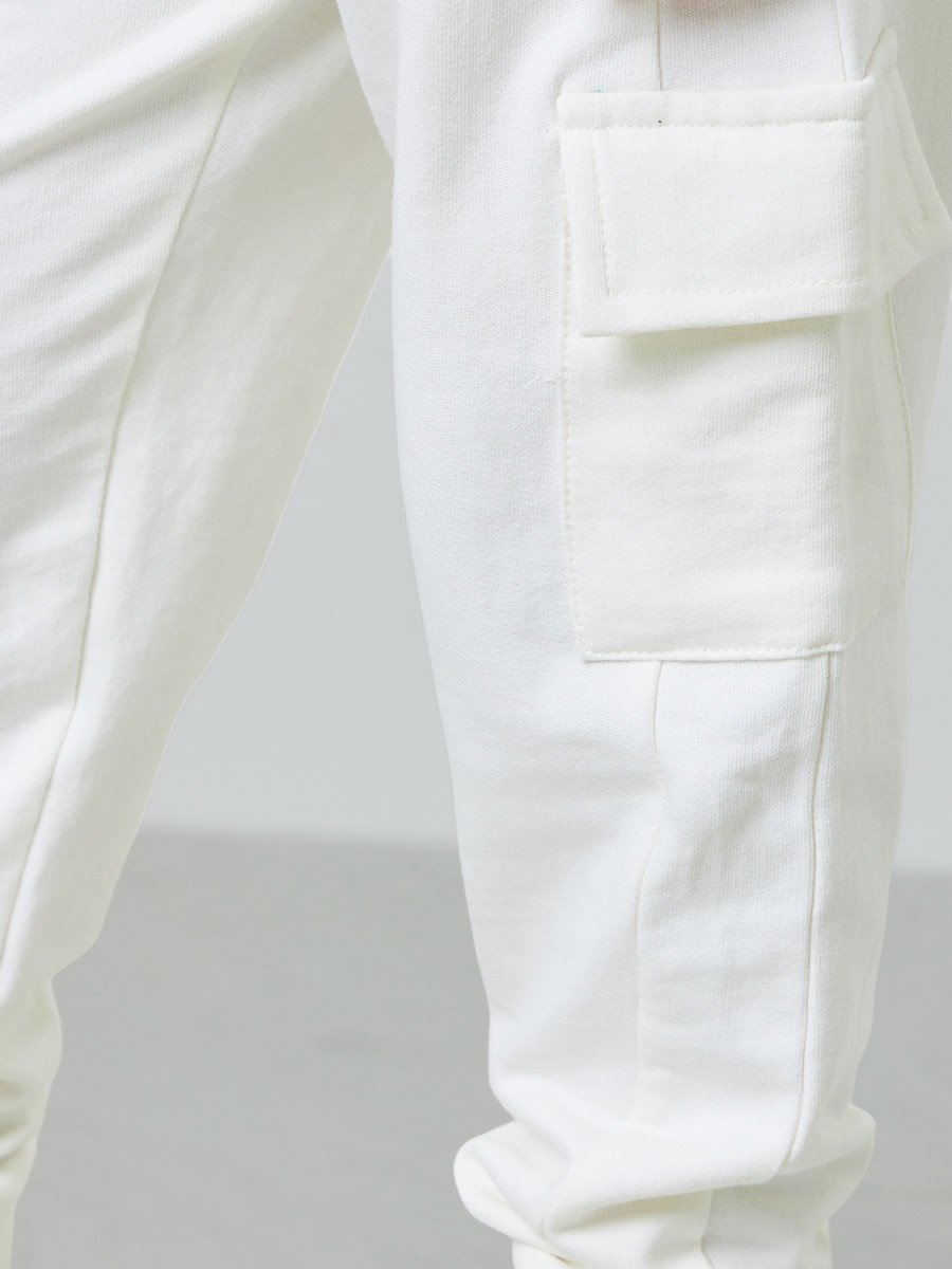 Boys Solid Cargo Joggers with Drawstring