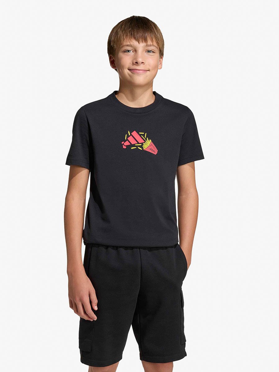 Boys Black Cotton Graphic T-Shirt
