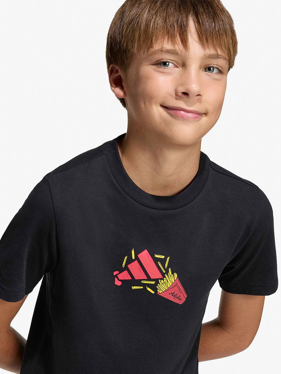 Boys Black Cotton Graphic T-Shirt