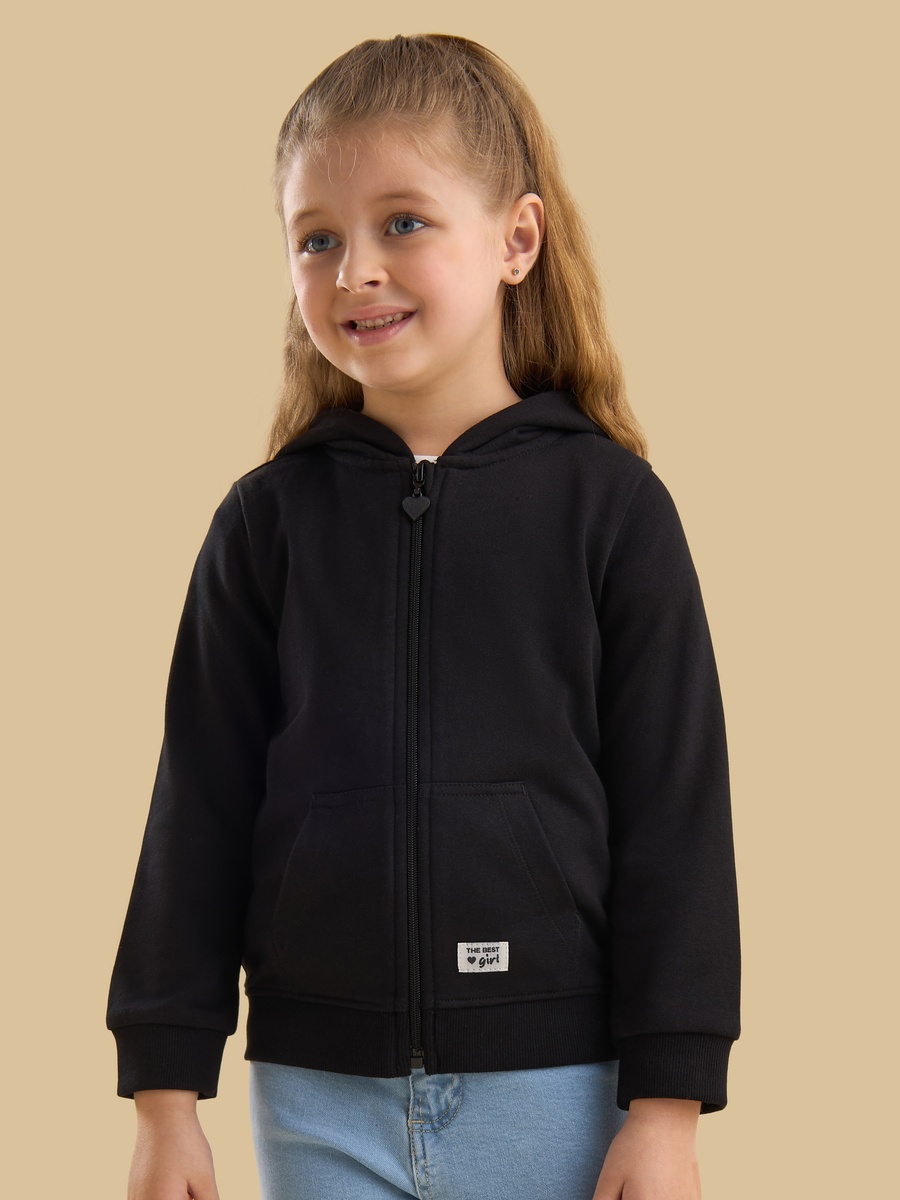 Slogan Applique Zip Through Hoodie