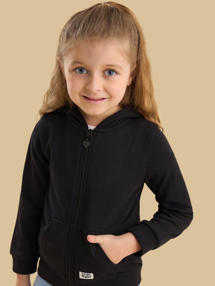 Slogan Applique Zip Through Hoodie