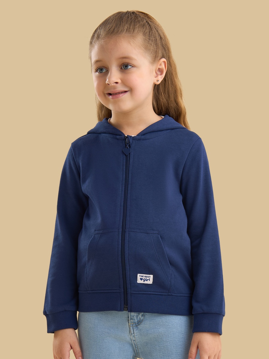Slogan Applique Zip Through Hoodie