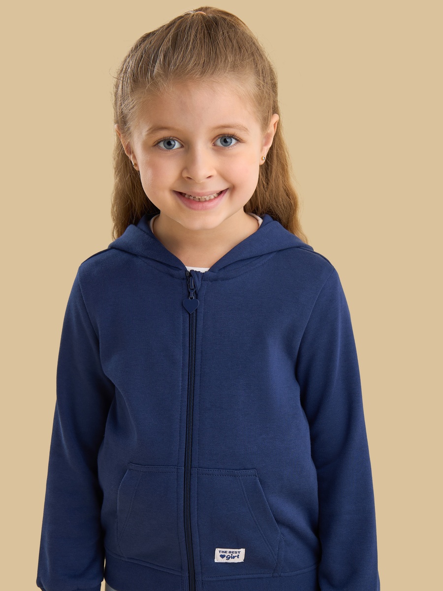 Slogan Applique Zip Through Hoodie