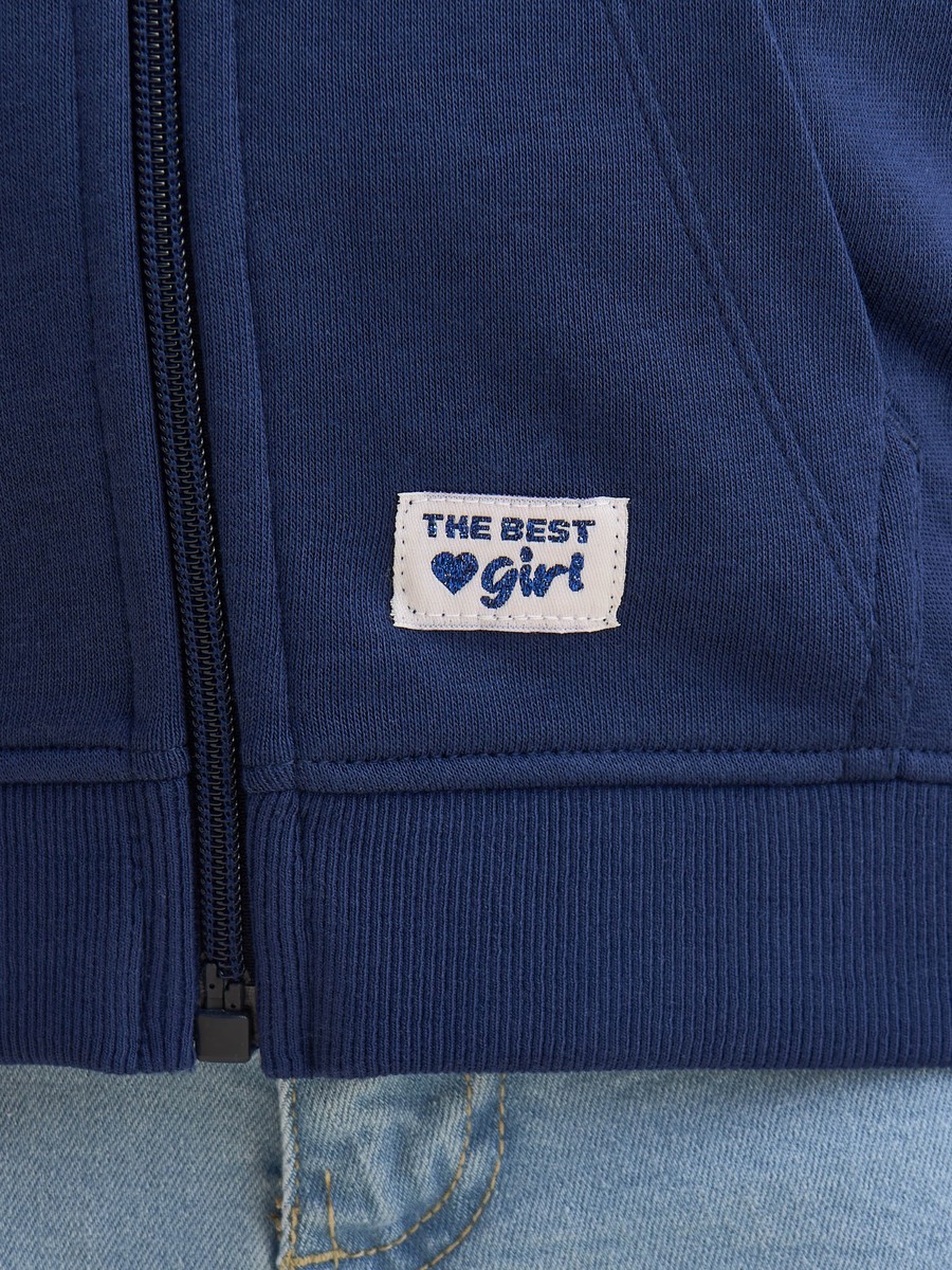 Slogan Applique Zip Through Hoodie