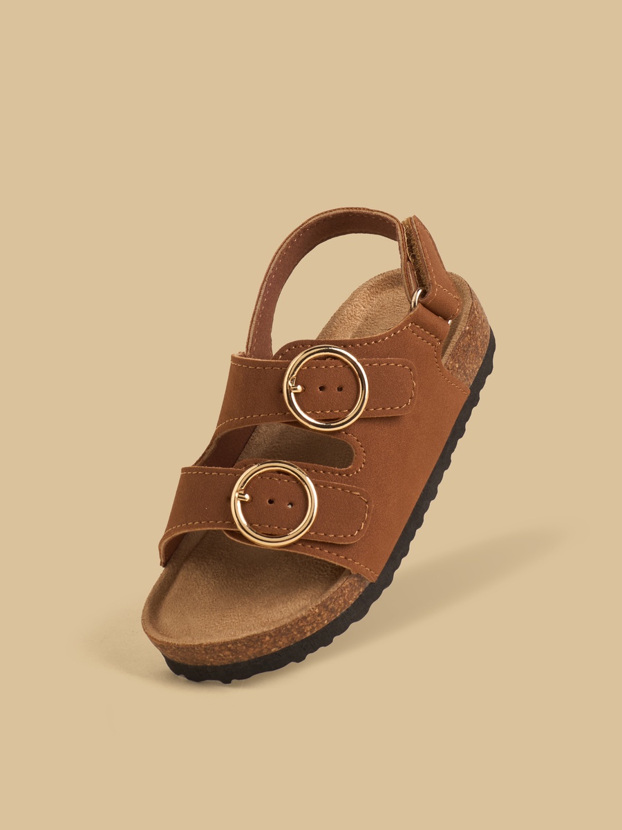 Buckle Detail Sandals with Hook and Loop Closure