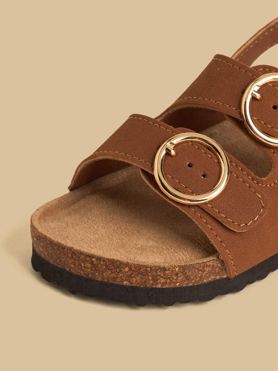 Buckle Detail Sandals with Hook and Loop Closure