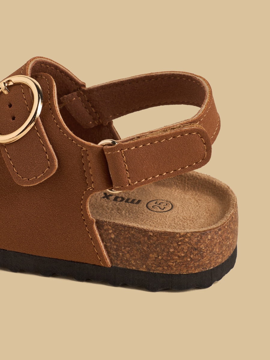 Buckle Detail Sandals with Hook and Loop Closure