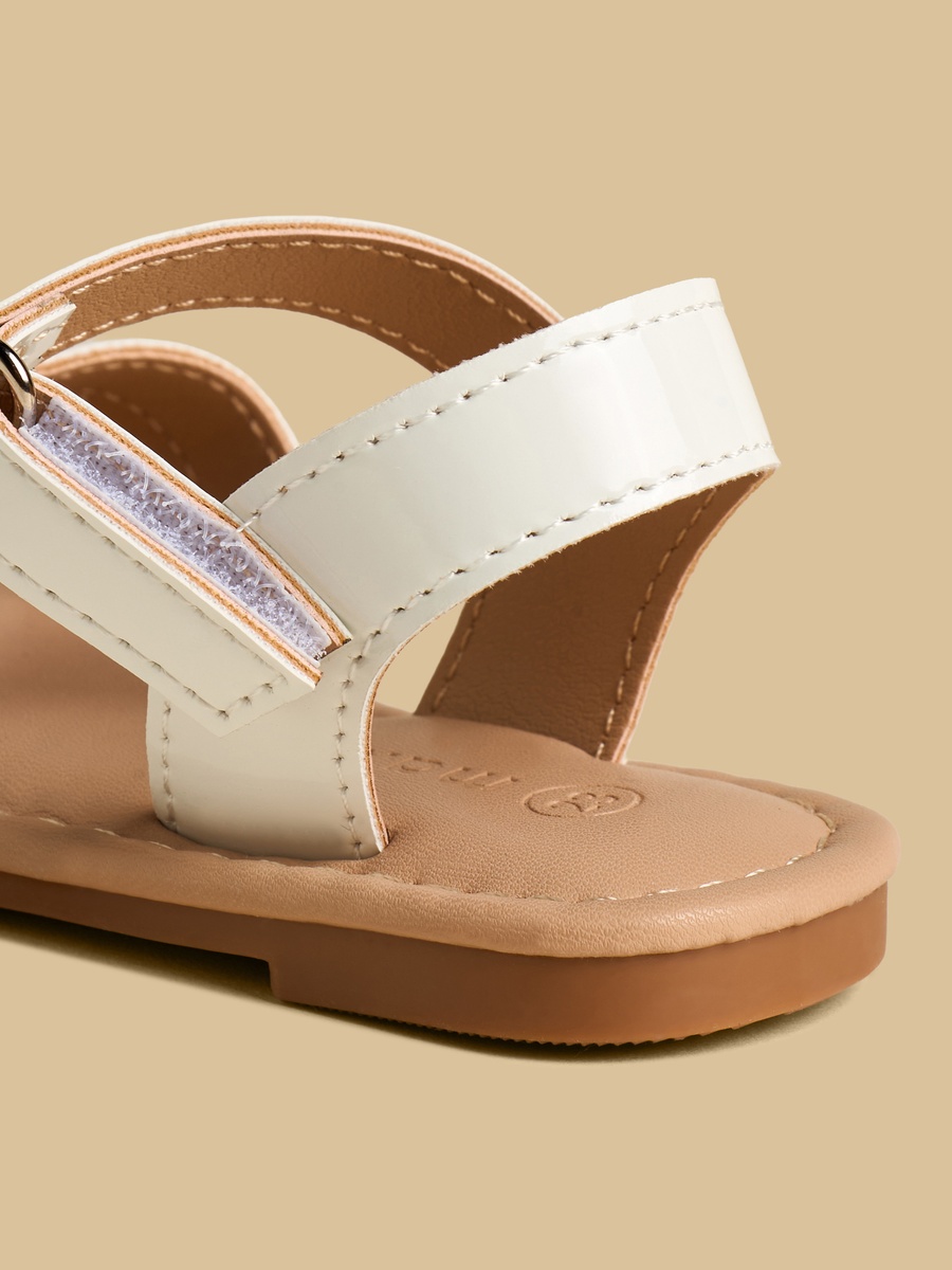 Bow Embellished Sandals with Hook and Loop Closure