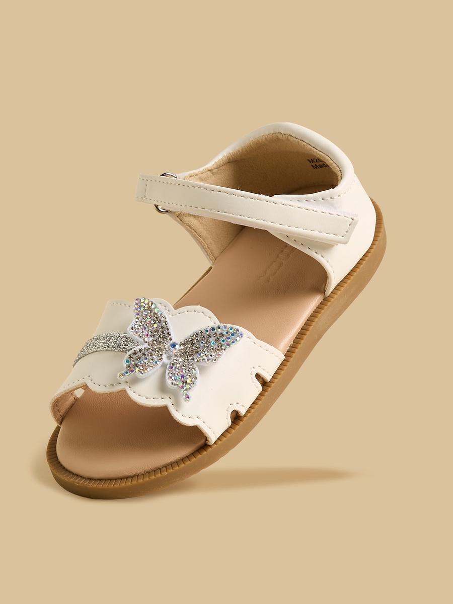 Butterfly Embellished Sandals with Hook and Loop Closure