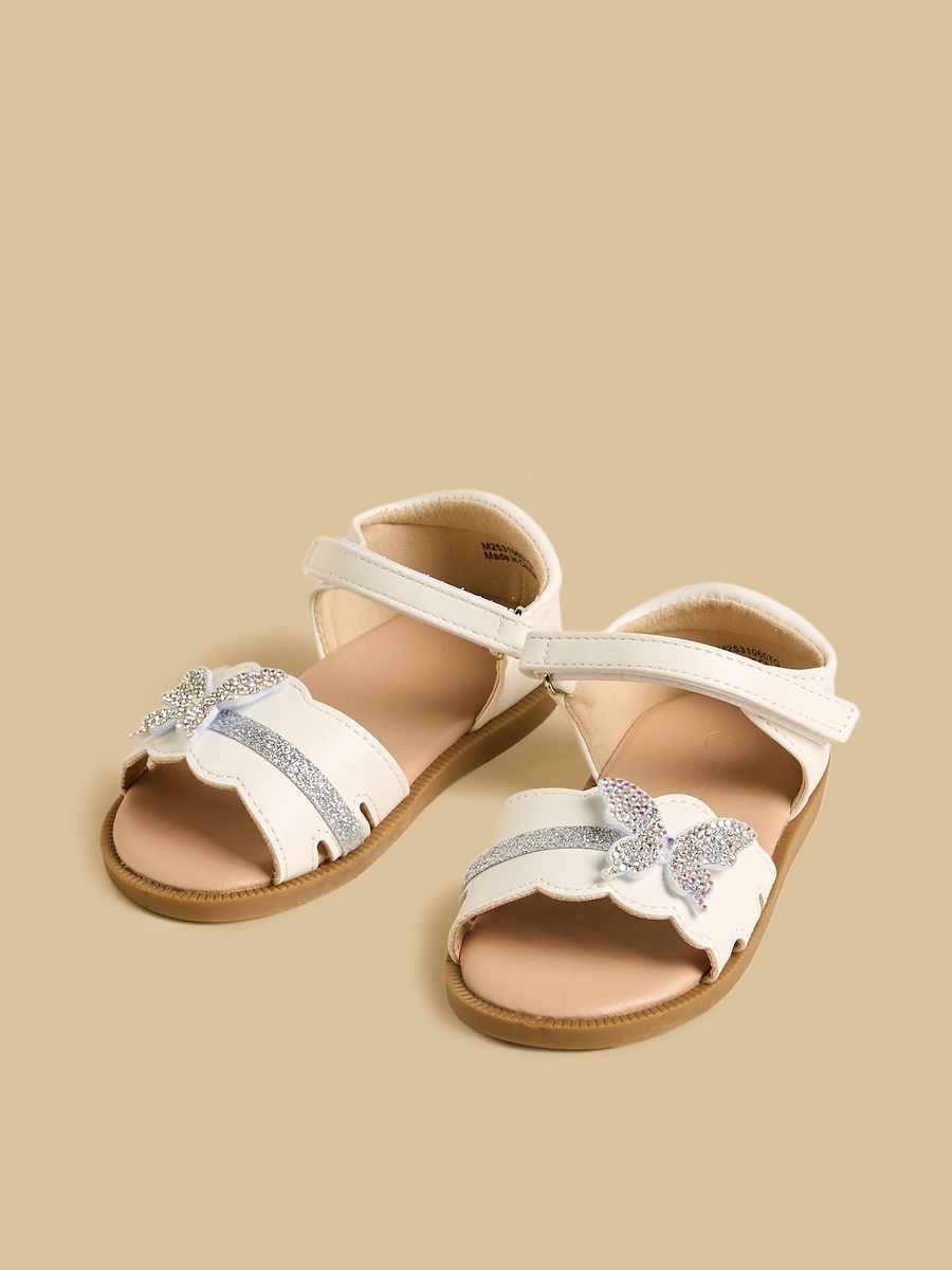 Butterfly Embellished Sandals with Hook and Loop Closure