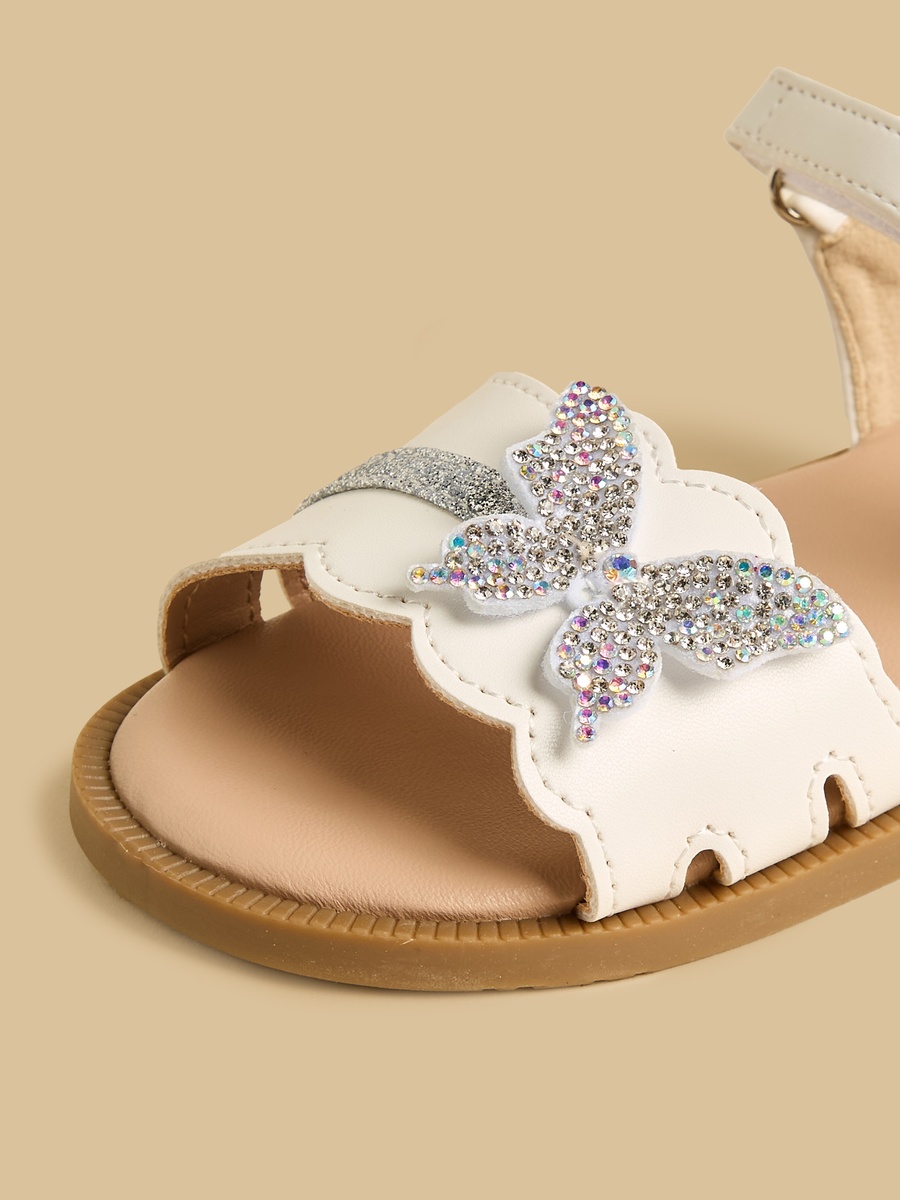 Butterfly Embellished Sandals with Hook and Loop Closure