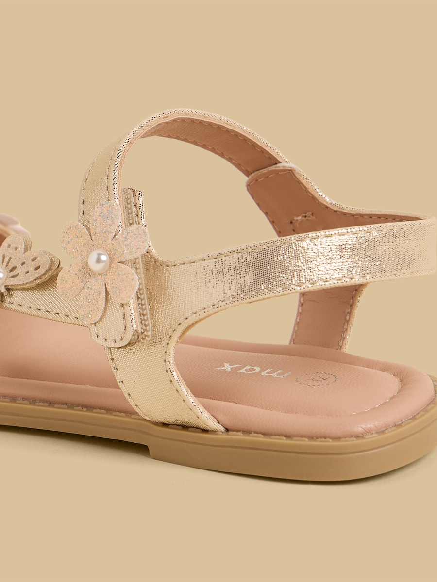 Floral Butterfly Embellished Sandals with Hook and Loop Closure