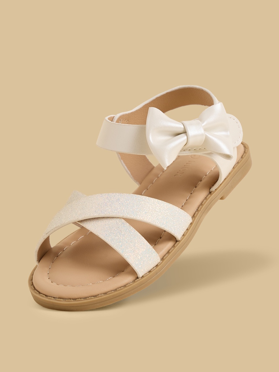 Bow Accent Sandals with Hook and Loop Closure